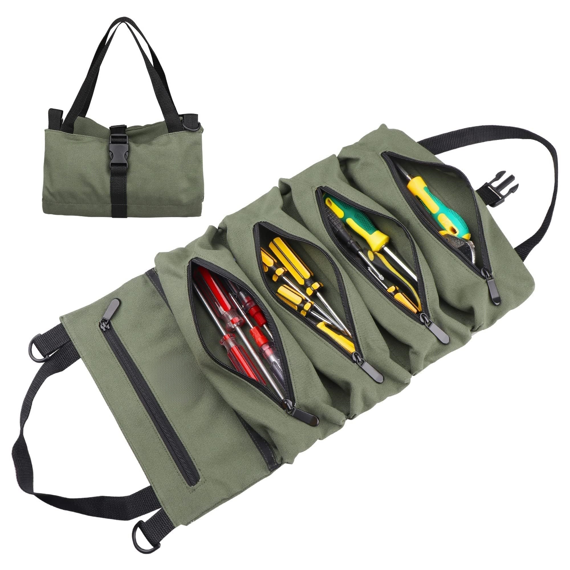 Travel Accessories Organiser - Canvas Tool Roll Up Pouch -