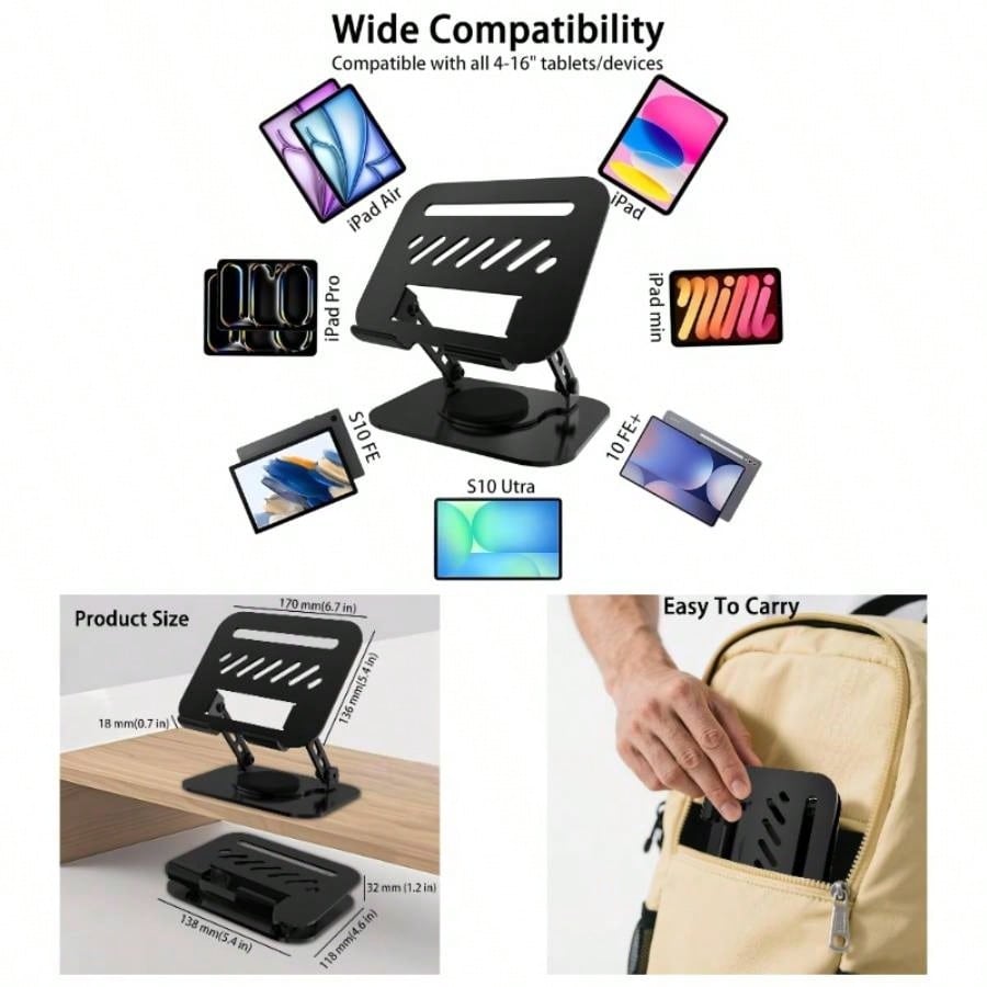 Travel Accessories Men - Black Phone Holders Tablet Stand, 360
