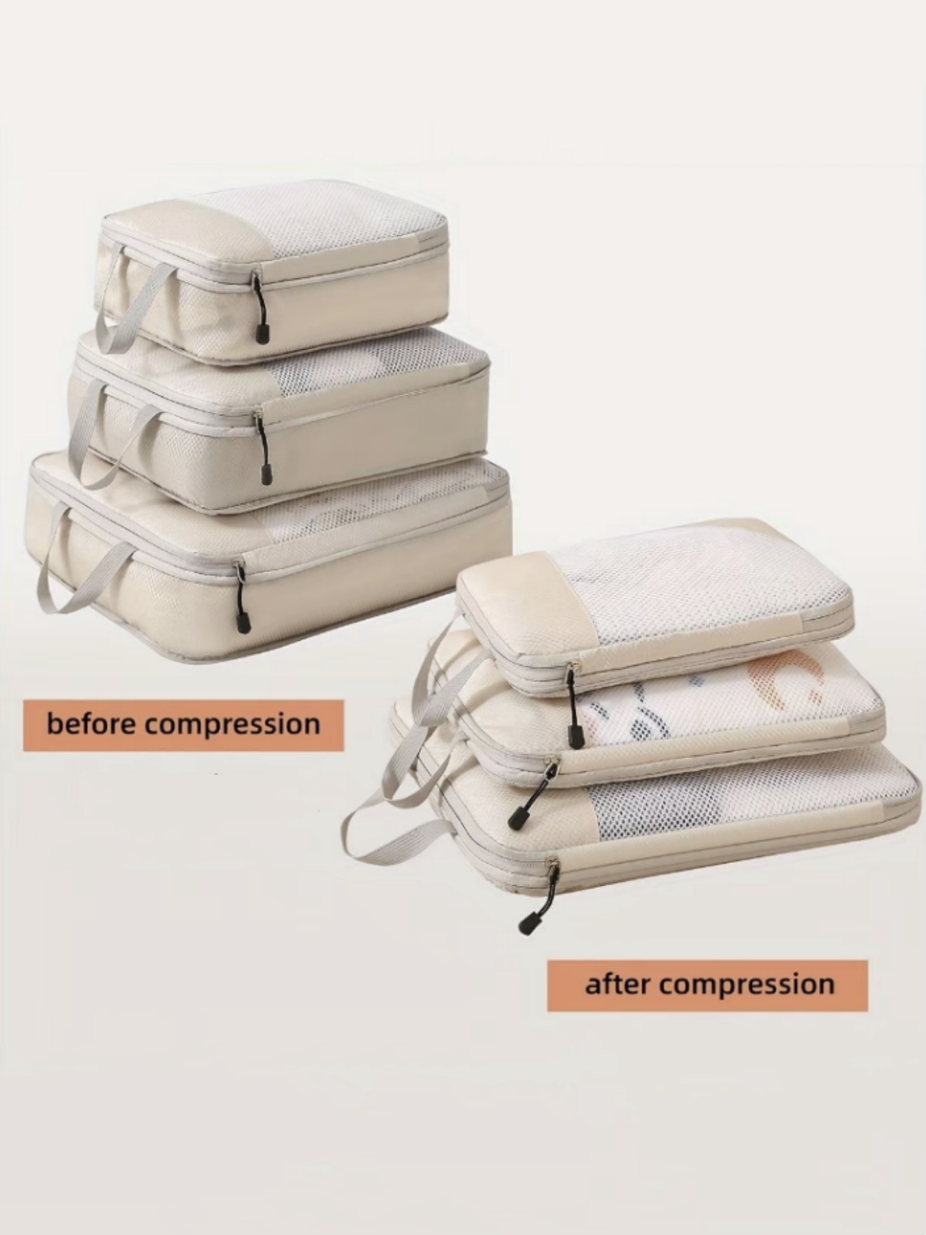 Travel Accessories Organiser - Set of 3 Compressible Packing Travel