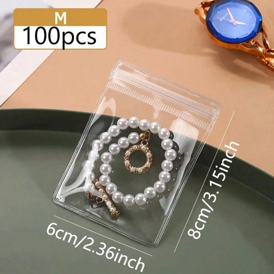 Travel Router Accessories - M Size 100pcs Clear Ziplock Jewelry
