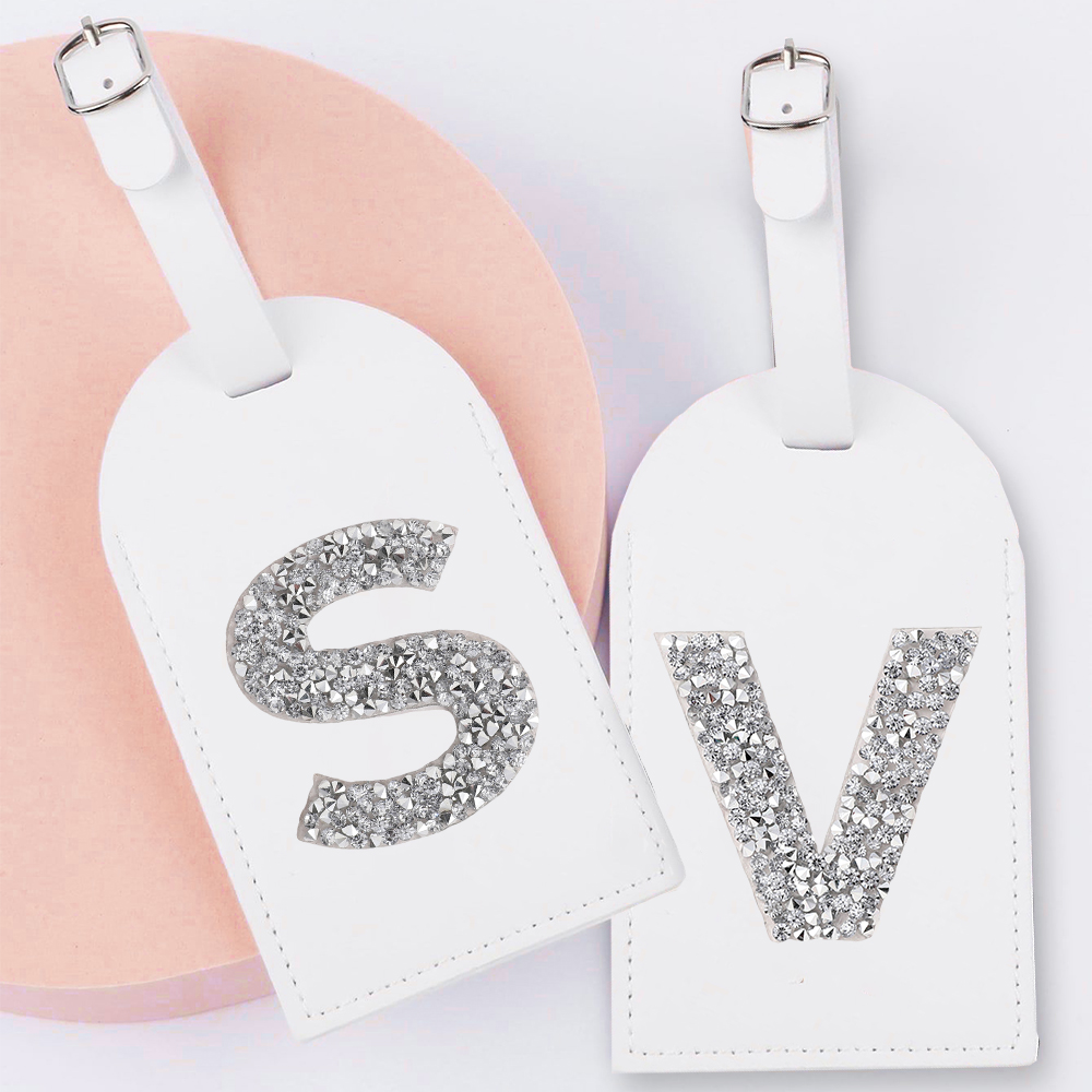 Travel Accessories International - A-Z Rhinestone Monogram Leather Luggage Tag