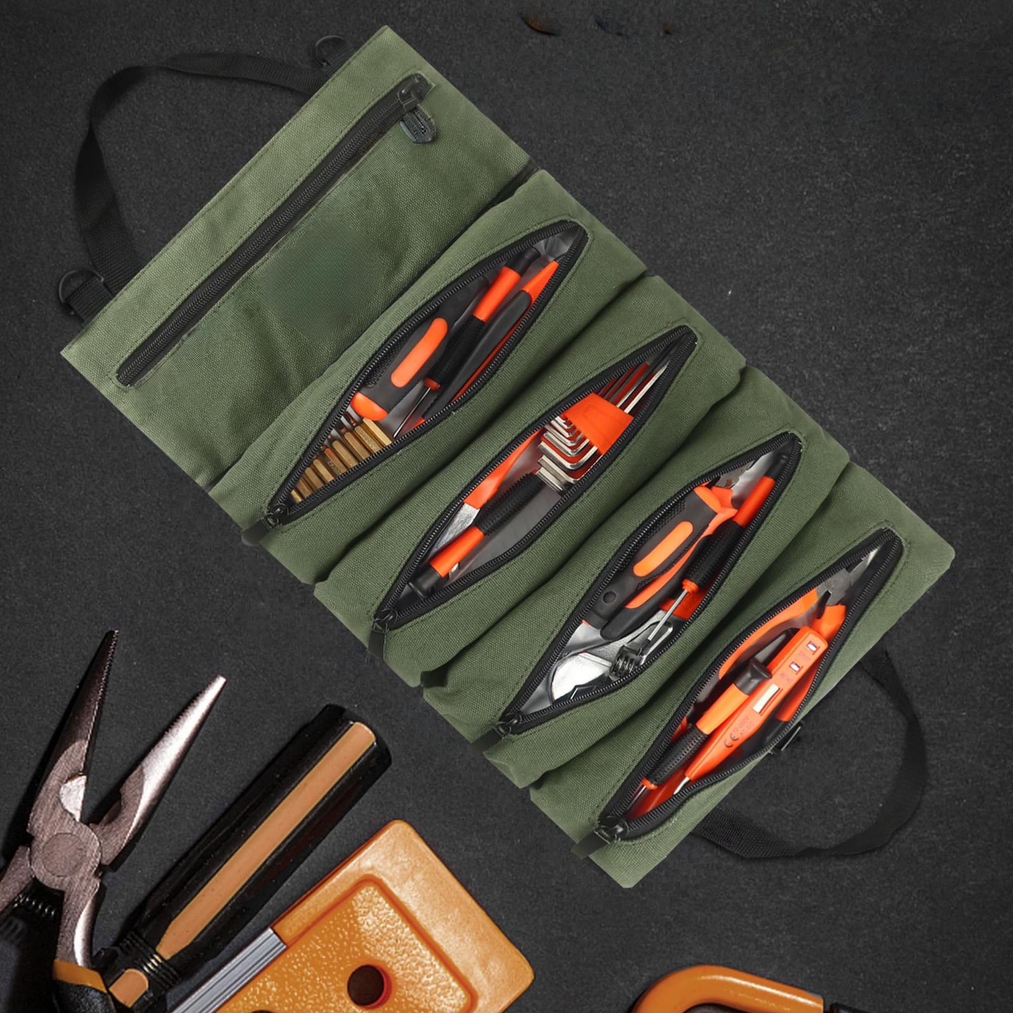 Canvas Tool Roll Up Pouch - He - Travel Accessories Organiser ulasan dan harga