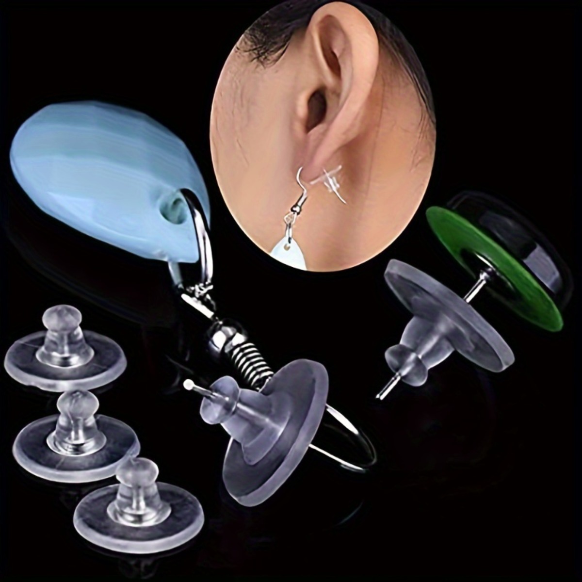 40Pcs Clear Soft Rubber Earrin - Travel Accessories Dropshipping ulasan dan harga