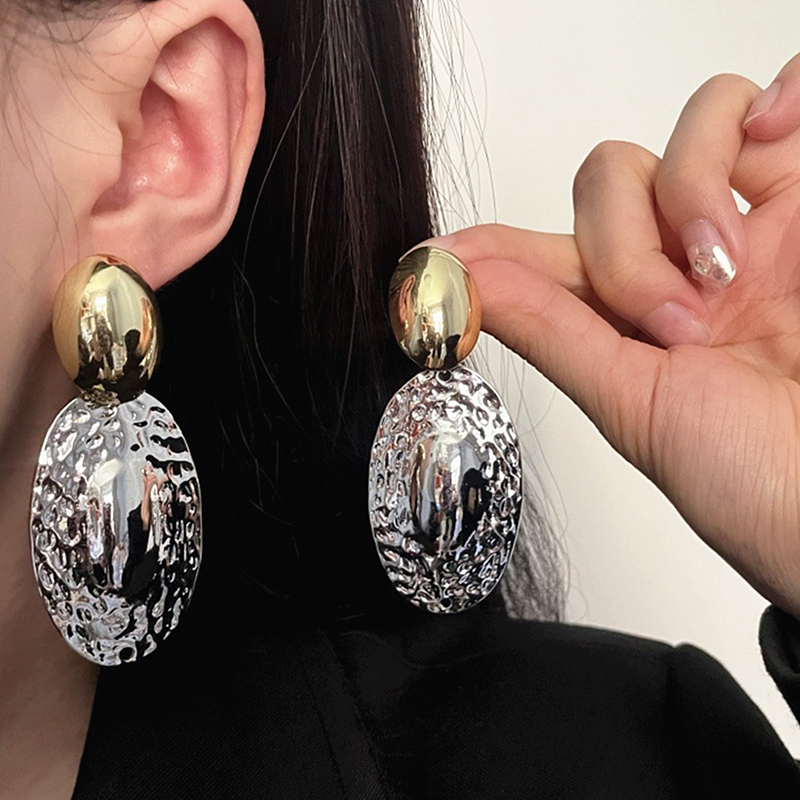 Metal Oval Drop Earrings for W - Travel Accessories Dropshipping ulasan dan harga