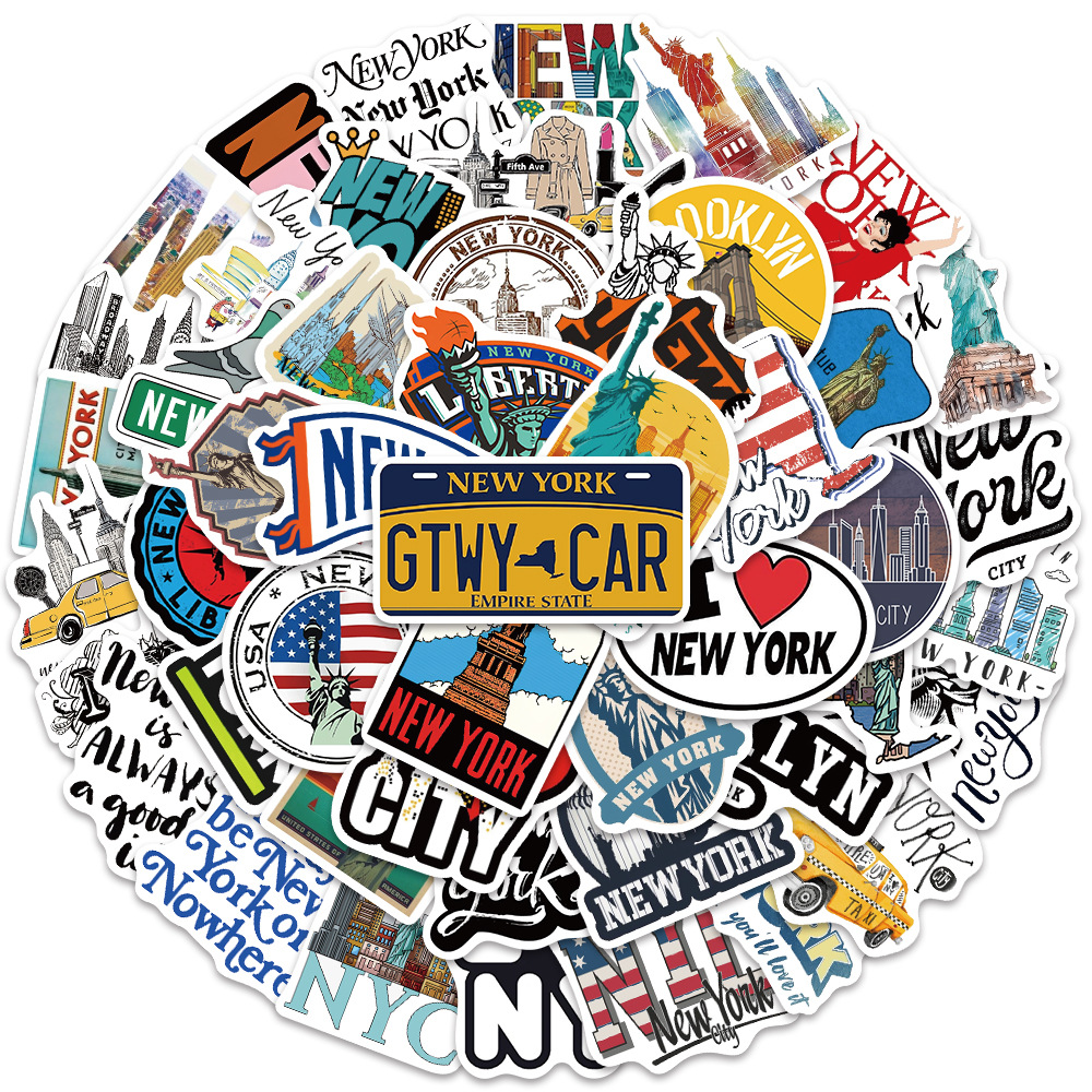 10/30/50PCS Cartoon New York C - Travel Accessories New York ulasan dan harga