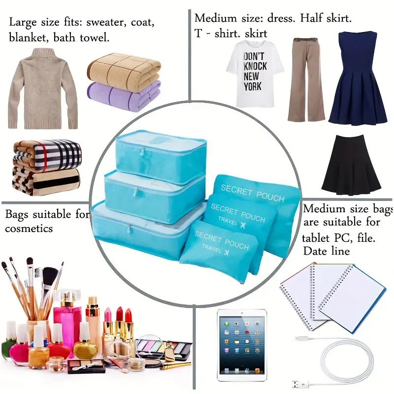 6pcs Travel Storage Bag Large  - Travel Accessories Organiser ulasan dan harga